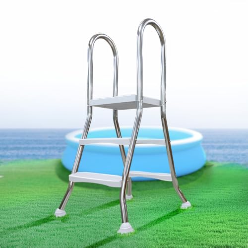 Escaleras para Piscinas Desmontables de Acero Elevada de 85cm, Escaleras Piscina de Doble Cara 2 Peldaños, Escalera Piscina de Alta Resistencia Capacidad 250 kg (85cm)