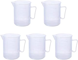 Measuring Cup 250ml PP Plastic Graduated Beaker Transparent for Lab Kitchen Liquids 5Pcs,Aicosineg