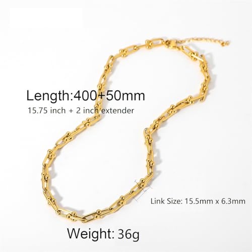 Horseshoe U Shape Link Chain Gold Filled Stainless Steel Necklace for Women4