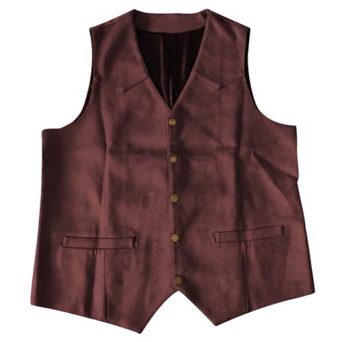 Gilet de cowboy western en daim rouge taille XL coupe normale pour homme
