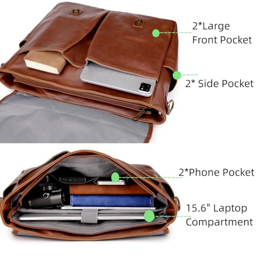 Baosha Stylish Leather 15.6 inch Laptop Bag for Men Messenger Bag Vintage Briefcase Shoulder Bag YL-013