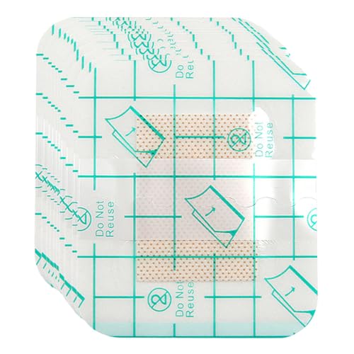 Ruwshuuk Apósito de película transparente, parches adhesivos para vendajes para heridas - 10 almohadillas adhesivas altamente absorbentes para vendaje de heridas para ducha - Parches adhesivos