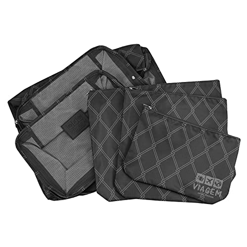 Organizador De Malas Kit 6 Peças Necessaire Bagagem Viagem Cor:Preto