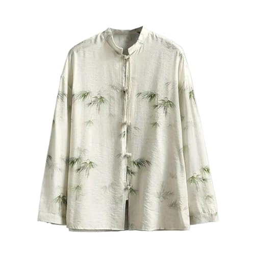 Chemise rétro littéraire ample à col stand pour vos week-ends décontractés