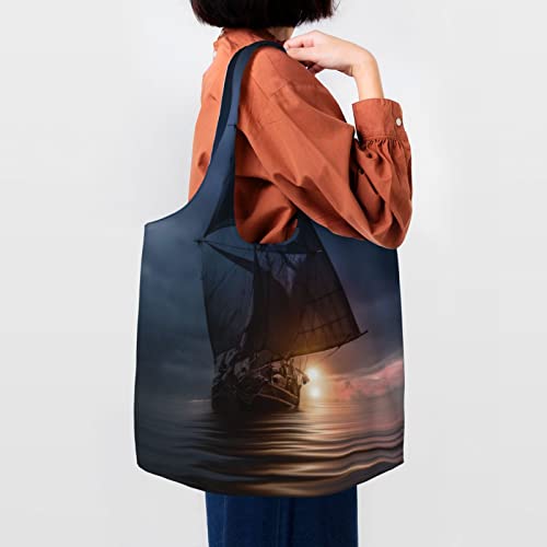 Sac en toile nautique voilier Debou noir réutilisable taille unique