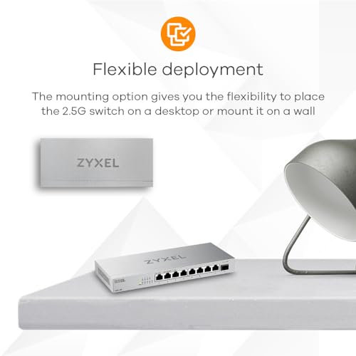 Image of Zyxel 8 Port Network Switch | 2.5Gb Multi Gigabit Switch | Unmanaged | 8X 2.5G, 1x 10G SFP+ | Plug and Play Easy Installation | Fanless | Desktop | Ethernet Splitter | TAA Compliant | XMG-108