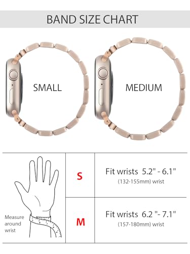 Image of V.R.HOPE Stretchy Resin Apple Watch Band for Series Ultra /10 /9 /8 /7 /SE 38mm 40mm 41mm 42mm Fashion Cute, Lightweight & Flexible, Rectangle Design with iWatch Series 6 /5 /4 /3 /2 /1(Fluorescent White-S)