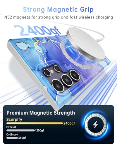 Coque Samsung Galaxy S23 Ultra MagSafe fine marbre bleu