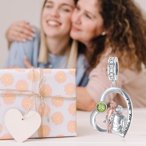 Image of PROESS Father Mother Daughter Charm fit Charms Bracelet Sterling Silver Charms for Bracelets Birthday Valentines Day Gifts for Daughter Mother Lover