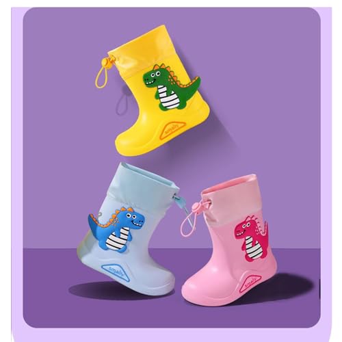 yamerbo Toddler Kids Rain Boots with an Elastic Boot Collar, Waterproof Cartoon Animals Rain Boots for Girls and Boys, Cute Non Slip Rubber Rain shoes-Pink3