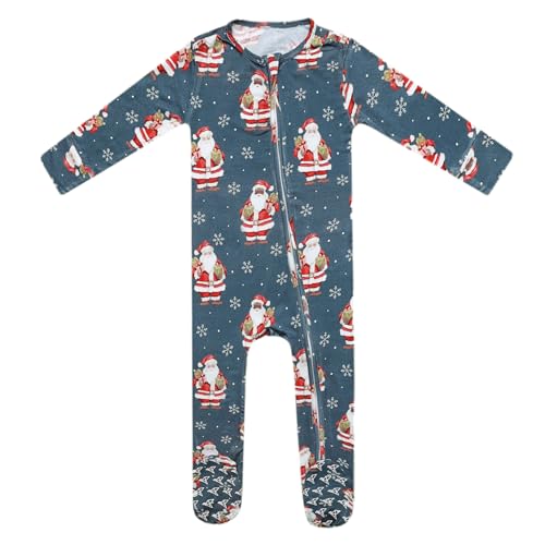 Image of Copper Pearl Zip-Up Footie Baby Pajamas - Soft Newborn Onesies for Boys & Girls, Tag-Free with Two-Way Zipper Baby Sleepers for Newborn - 24 Months, Santa Claus