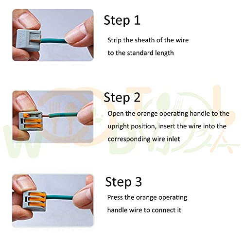 Image of 3 Circuit Inline Splices Connector - Lever Nuts Wire Connectors - Quick Wire Connectors - Compact Splicing Wire Connectors (4pcs, 3-Port, Orange)