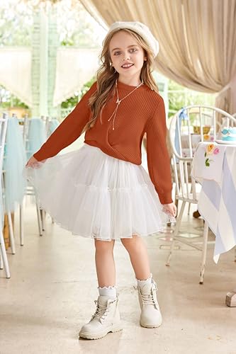 Image of Arshiner Girl's Sweaters Kids Twist Front Cute Pullover Knitted Jumper Fall Winter Clothes
