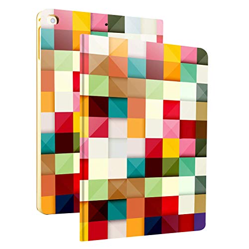 Image of DuraSafe Cases for iPad Air 5th 4th 6th 11th [ Air 11 /6 2024 /5 2022 /4 2020 ] A2588 A2316 MYFQ2HN /A MYFN2HN /A MYFQ2HN /A UltraSlim Printed Smart PU Leather Flip Folio Book Cover - Color Grid