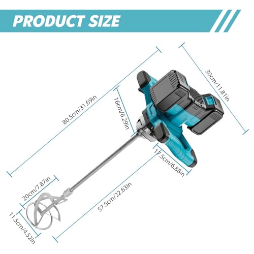 Malaxeur mortier sans fil agitateur de béton 3200W avec tête de mélange - 7