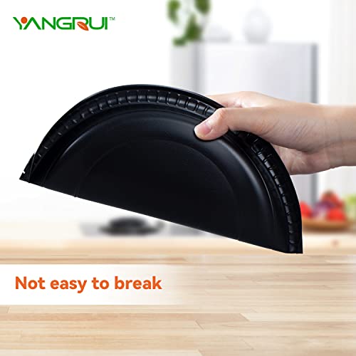 Yangrui Reusable Plastic Plates, 9 Inch 150 Pack Food Grade Material Bpa Free Biodegradable Black Dinner Plates #TOP2