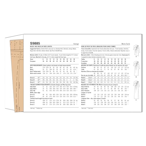 SIMPLICITY SS9885Y5 Misses' Knit Dress in Three Lengths Y5 (18-20-22-24-26), Multicoloured, Sizes 18-20-22-24-26 - Image 4