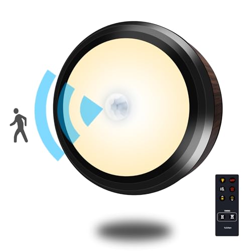 Petorobot Puck Lights Motion Sensor Light Indoor with Remote Battery Powered Under Cabinet Lights Wireless with Alarm Timer Dimmable Function Closet Lights for Cabinet Stairs Shelf Wardrobes