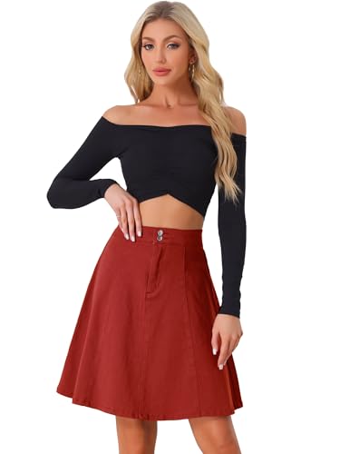 Jupe en jean femmes mi-longue décontractée taille haute coupe évasée