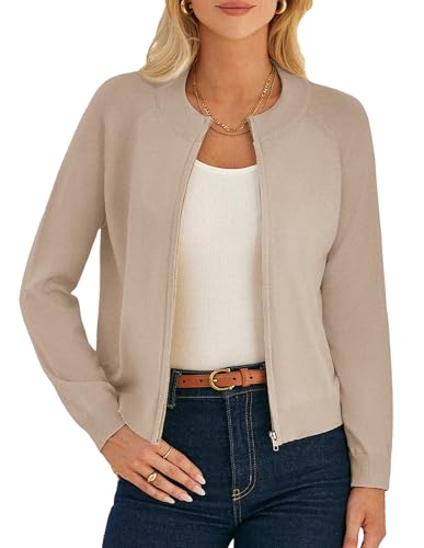 Image of GRACE KARIN Womens Long Sleeve Zip Up Cardigan Sweaters Lightweight Sweater Jacket Knitted Fashion Clothes