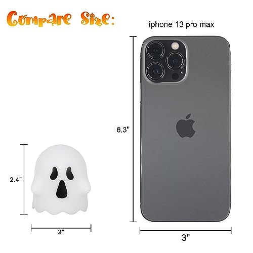 Image of Eldnacele Ghost Flickering Flameless Candles with Remote & Timer,Battery Operated Warm Light White Plastic LED Candles Set of 6 for Halloween Indoor Spooky Face Ambiance Decor(2x2 .4Inches)
