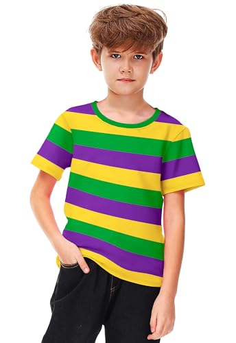 Image of Deerose Kids Striped Shirts Short Sleeve Boy Girls July 4th Patriotic Tee Top 3-14 Years