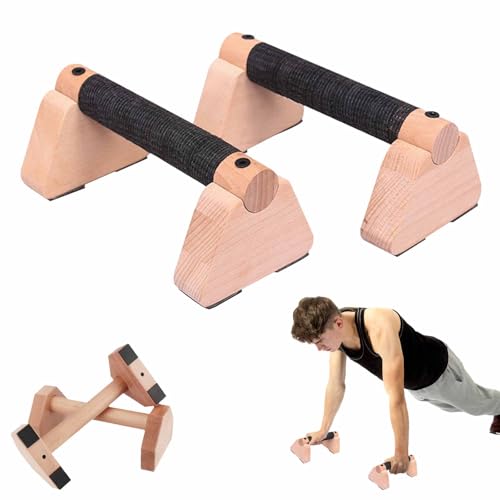 Wooden Parallettes Bars for Calisthenics - Handstand Push Up Bars for Training L-Sit & Dip Workouts - Portable Fitness Equipment for Home Gym (7.88 inches)