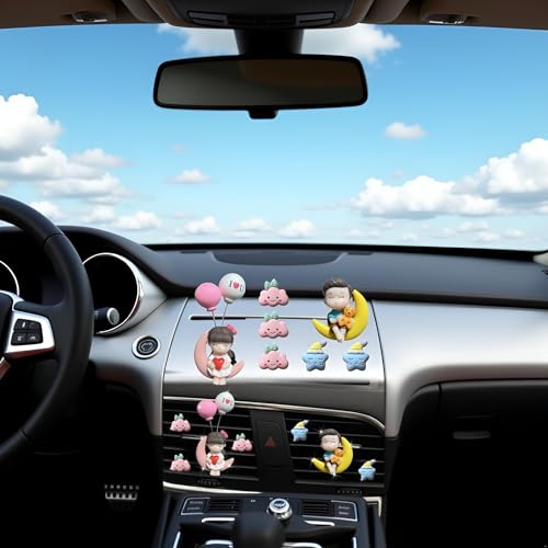 Image of 7 Pcs Lovely Couple Air Vent Clips,Cute Air Fresheners Vents Clips Car Diffuser Vent Clips Glam Car Interior Decor Charm Cute Daisy Cars Dashboard Decoration Car Accessories for Women (A)
