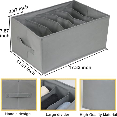 Image of VERAT 6 pieces 6 compartment wardrobe organizer for clothes Jeans organiser for wardrobe Clothes storage Organizer cupboard organizer 6 compartment mens shirt and pant organiser - Grey