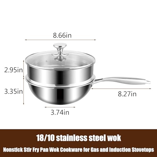 Wok de Acero Inoxidable con Vaporera, 8.66 pulgadas miniatura 2