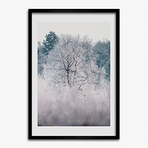 Cadre en Bois MDF Tulup 50x70 cm avec Affiche de Forêt d'Hiver