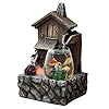 Innenbrunnen Transparentes Aquarium Und Antiker Cottage-Brunnen Wasserfall Tischwasserspiel Innendekoration Aquarium Luftbefeuchter Relaxesion Desktop Dekorativer Brunnen Innenentspannungsschreibtisc