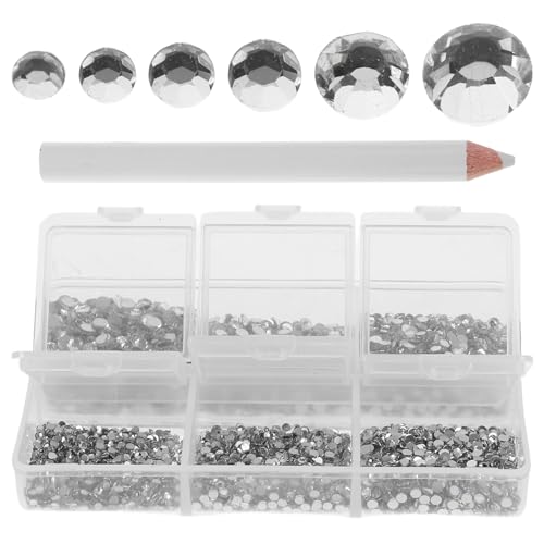 Lurrose 美甲水? 粒 格ケース入り 小クリアラウンド平底ラインストーン ネイルパーツ 手作りネイルアート用 宝風クラフトジュエル
