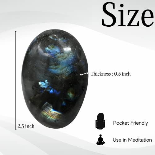 Image of Amazing Gemstone Labradorite Crystals, Healing Stones - Extra Large Palm Stone Crystals Piedra For Good Luck, Positive Energy, Meditation - Unique Stocking Stuffers, Birthday Gifts for Women, Men