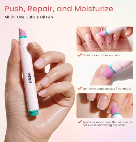 Ceramic Cuticle Oil Pusher Pen -3 in 1 Cuticle Remover Pen for Nails, Nail Care Buffer Pens with Micro-Dosin Oil for Hangnails, Dry & Damaged Nails, Moisturize Strengthen Brighten - Image 6
