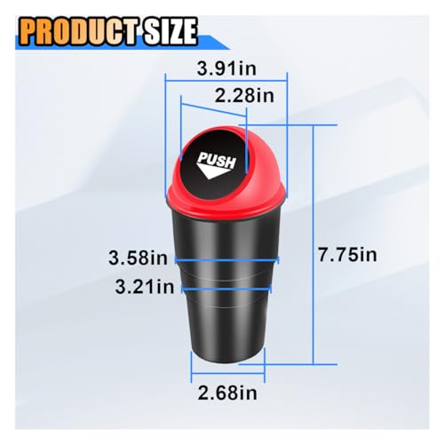 Image of KITUREK Mini Car Trash Can with Lid, Leakproof Car Garbage Can Bin, Automotive Cup Holder Rubbish Bin for Front Back Seat Storage (Red /1PC)