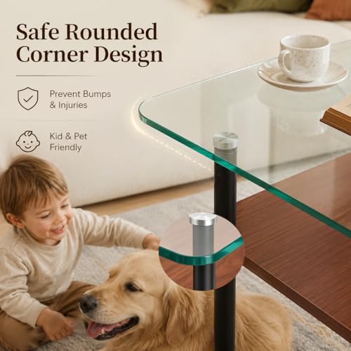 Image of Glass Side Table Set of 2, 16.3'' Small End Table, Square Sofa Side Table with Tempered Glass Top and Metal Legs, Minimalist Accent Table for Living Room, Bedroom, Easy Assembly