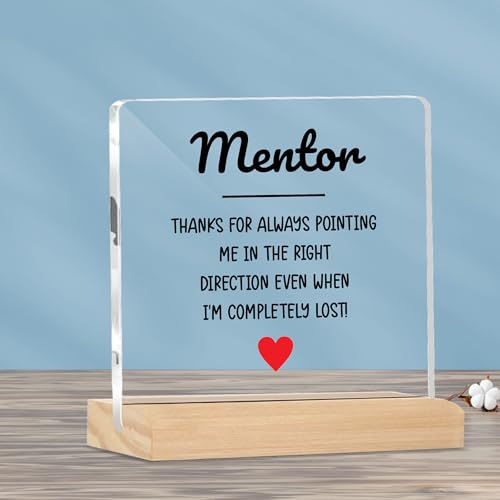 Image of Giftplease Mentor Plaque with Wooden Stand Personalized Gift for Mentor, Coach, Teacher, Appreciation Keepsake, Clear Desk Decor, Inspirational Thank You Gift, Office Table Display MP 66