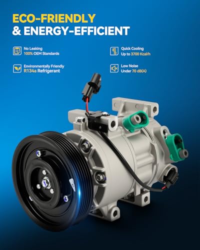 Image of PHILTOP A76074 Air Conditioner AC Compressor with Clutch for Hyundai Accent 2012-2017, Kia Rio 2012-2017