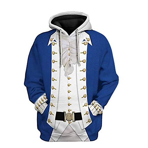 SUOLA 3D Printed Pullover Hoodie Jacket Coat for Influential Historical Figures President Leader Cosplay Costume Alexander Hamilton Small