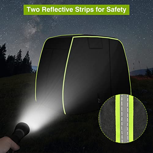 2/4 Passenger Golf Cart Cover Fits Ezgo, Club Car, Yamaha Golf Carts With Reflective Strips, All Weather Protection/Waterproof /Snowproof/Windproof/Sunproof/Full Gold Cart Covers #TOP2