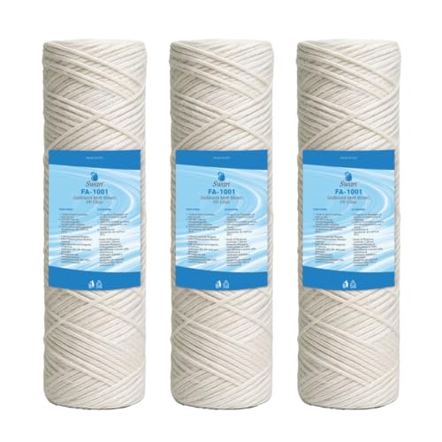 BELLEROFONTE Cartucho de filtro de 10 pulgadas, 1 micrón, de hilo envuelto en polipropileno puro, para eliminar sedimentos, óxido, arena, compatible con sistemas ósmosis inversa, 25,5 x 5,5 cm (3)