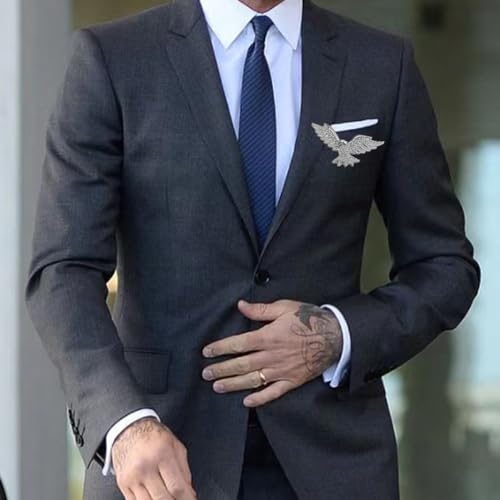 Image of Fashion Crystal Eagle Bird Brooch Pin Full Cubic Zirconia Hawk Suit Pin Rhinestone Animal Eagle Lapel Pin Jewelry for Women Men Gifts