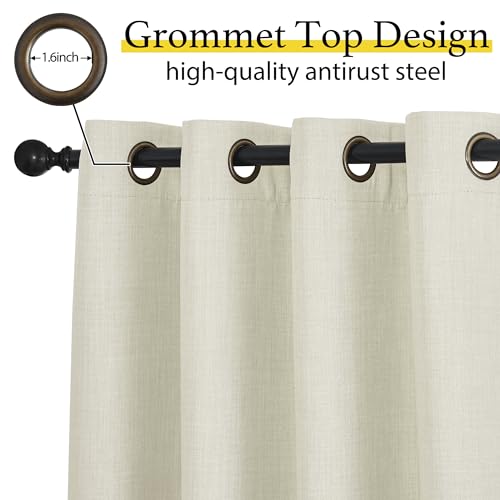 Image of NICETOWN Natural Linen Room Darkening Curtain Valances for, Grommet Faux Linen Blend Short Curtains Thermal Insulated Window Tiers for Kitchen Over Sink, W52 x L30, Set of 2