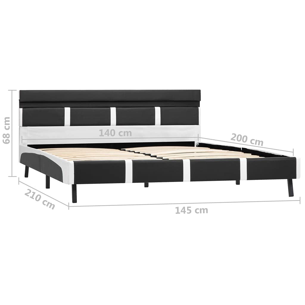 Estructura de cama con LED y piel sintética, 140 x 200 cm, moderna, color gris y blanco, para jóvenes y dormitorios