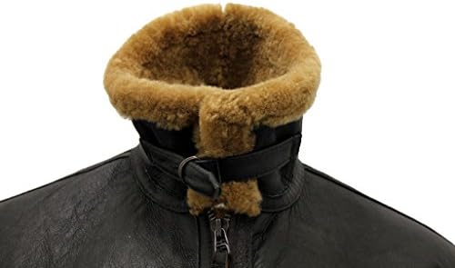 Mens Brown RAF Real Shearling Sheepskin Flying Leather Jacket with Ginger Fur