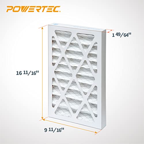 Image of POWERTEC 3-Speed Remote Controlled Air Filtration System (300 /350 /400 CFM) w /Extra Inner & Outer Filter (2 of Each) Replacement, Hanging Air Filter for Woodworking, Workshop & Garage (AF4001C)