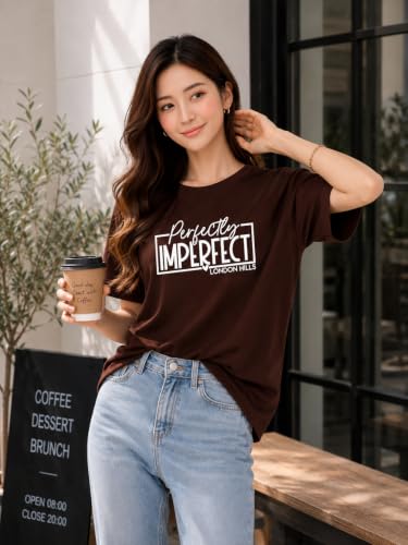 Image of London Hills Women's Loose Fit Graphic Printed T-Shirt | Soft Cotton Blend Fabric | Round Neck Half Sleeve Casual Top, Travel & College
