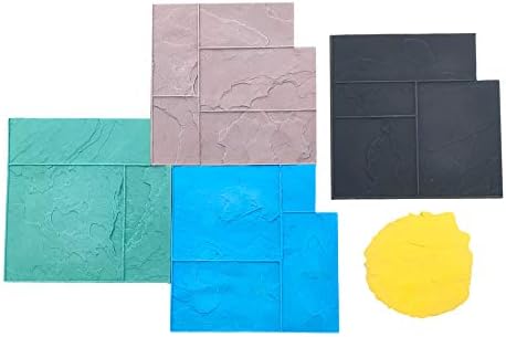 Ashler Notched Slate Concrete Stamp Set by Walttools | Decorative Tile Pattern Polyurethane Texturing Mats, Sturdy, Realistic Detail - 5 Piece (Series 2)