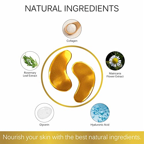 Zuke Under Eye Patch - 5 Pairs | 24k Gold With Vegan Collagen for Dark Circles & Puffy Eyes | Treats Wrinkles & Fine Lines | Enriched With Rosemary & Hyaluronic Acid - Image 4